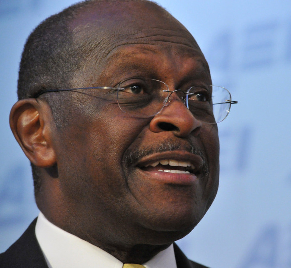 <p>Republican presidential contender Herman Cain during an appearance at the American Enterprise Institute on Monday.</p> (Karen Bleier /AFP/Getty Images)