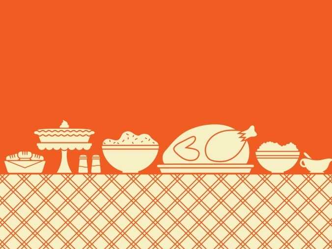 Thanksgiving dinner spread on a table