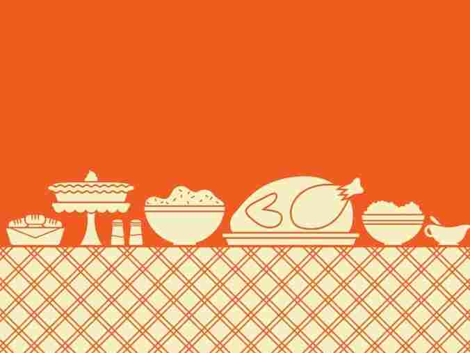 Thanksgiving dinner spread on a table
