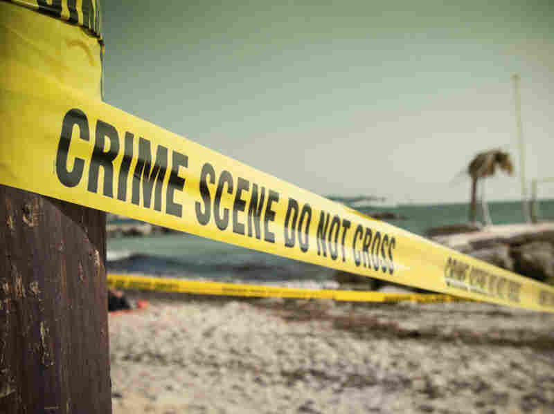 A crime scene at a beach.