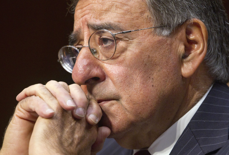 Defense Secretary Leon Panetta testifies on Capitol Hill on Nov. 15. Debate over Pentagon spending cuts is heating up as a bipartisan congressional panel tries to come up with a plan to cut the federal deficit. (Evan Vucci/AP)