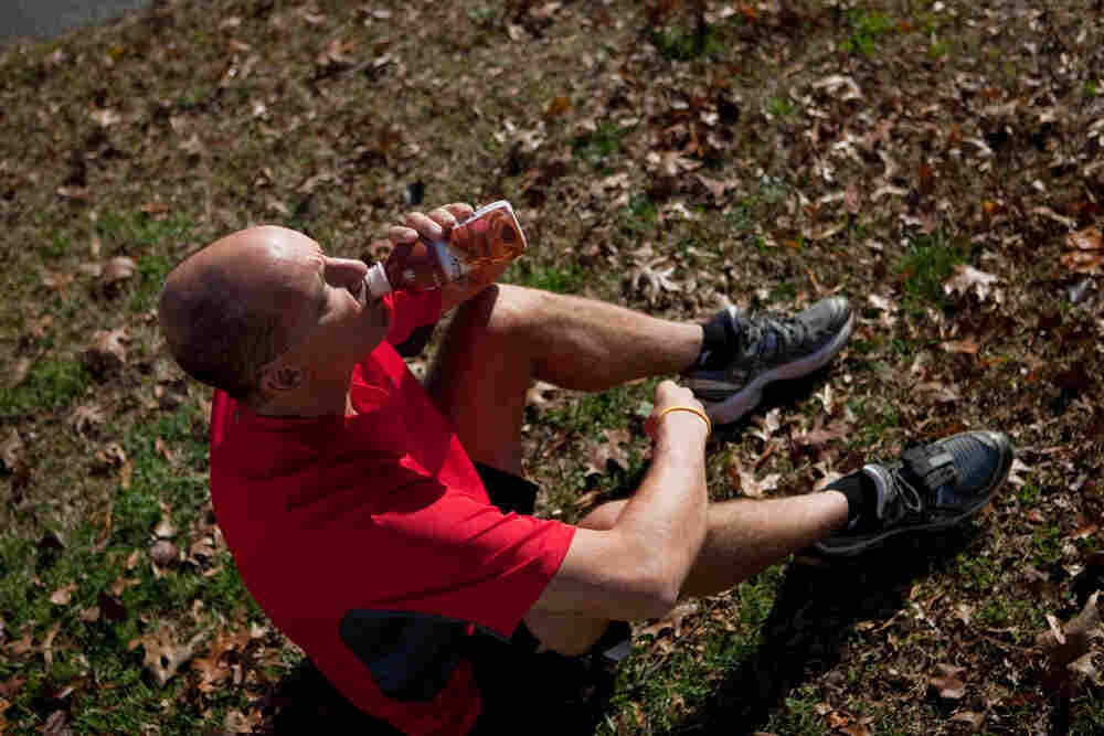 Dan DiFonzo uses chocolate milk to refuel after running.