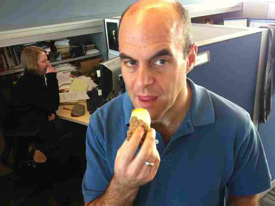 Peter eats the cupcake.