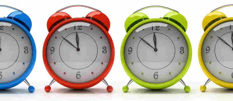 Alarm clocks about to strike 12.