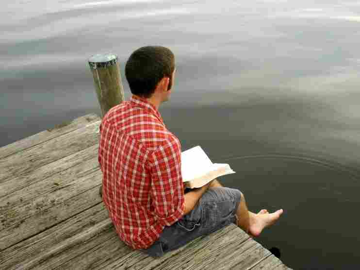 Reading on a dock