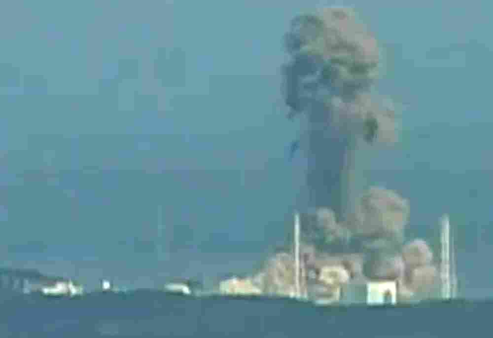 A screen grab taken from news footage by Japanese public broadcaster NHK shows the moment of a hydrogen explosion at the Fukushima Daiichi nuclear power station's No. 3 reactor on March 14.