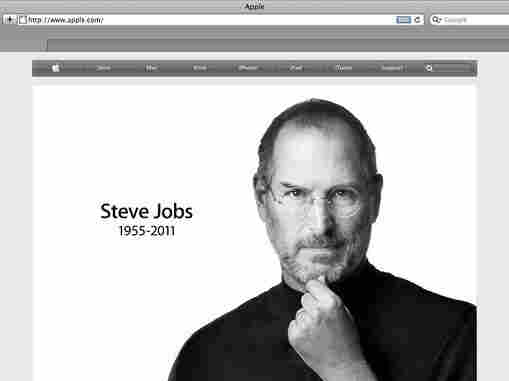A screen grab shows Apple's website on the day of Steve Jobs' death.