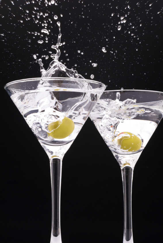 two splashing glasses