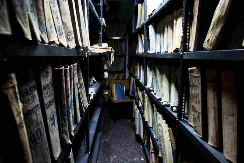 The tax archives at the central tax office of the Piraeus district in Athens.