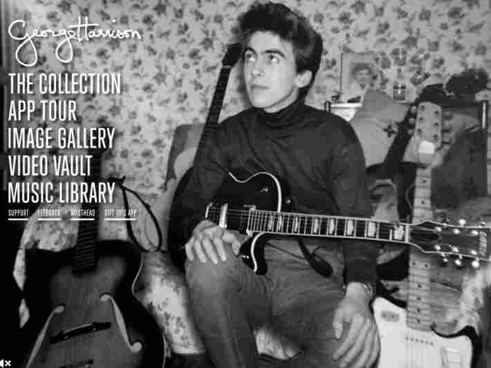 A young George Harrison and his many guitars.