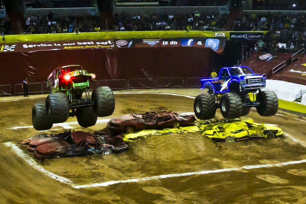 SMASHING CARS WITH REAL LIFE MONSTER TRUCKS!