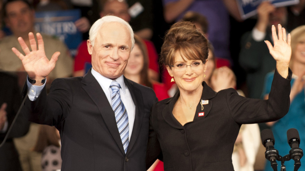 Ed Harris and Julianne Moore star as Arizona Sen. John McCain and Alaska Gov. Sarah Palin in the HBO made-for-TV movie <em>Game Change</em>, based on a book by John Heilemann and Mark Halperin about the 2008 presidential race. (HBO)