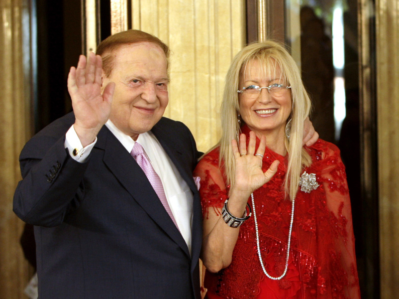 Sheldon and Miriam Adelson attend the opening ceremony of Four Seasons Hotel in Cotai Strip in Macau, Aug. 28, 2008.