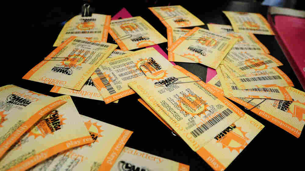 Mega Millions lottery tickets.