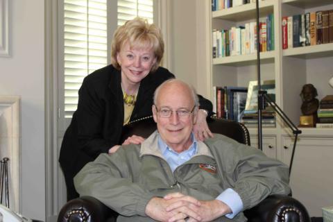 Former Vice President and Mrs. Cheney at home after his release from Inova Fairfax Hospital on Tuesday. (Courtesy of Dick Cheney)