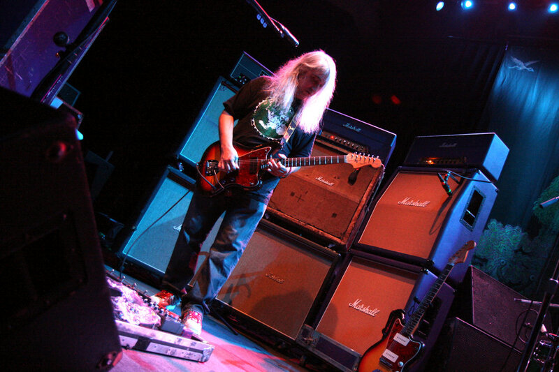Dinosaur Jr.'s J. Mascis practically encases himself in Marshall stacks. 