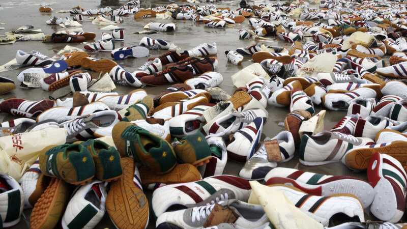The Strange Persistence Of Shoes At Sea Krulwich Wonders Npr Tennis Shoes Lay On The Beach Terschelling Island Netherlands Feb 10 2006 They Were From A Shipping Container That Fell Off Ship During Storm