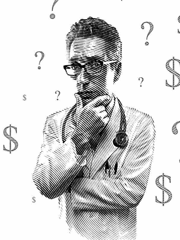 Doctor mulls his pay.