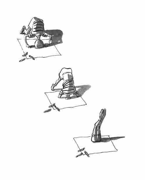 A boy diving into a book.