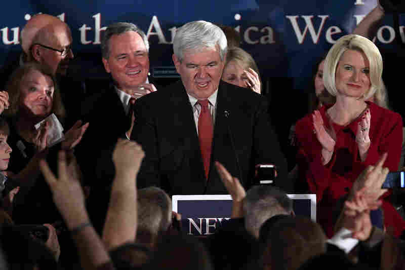 Gingrich speaks during a victory rally on Jan. 21 in Columbia, S.C., after winning the South Carolina primary. 
