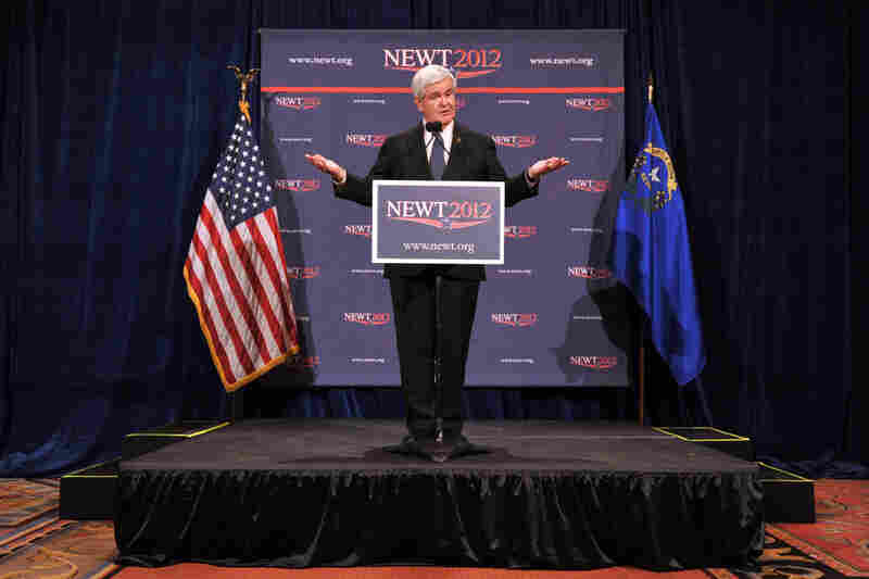 In Las Vegas on Feb. 4, Gingrich holds a press conference after finishing second to Mitt Romney in the Nevada caucuses. 