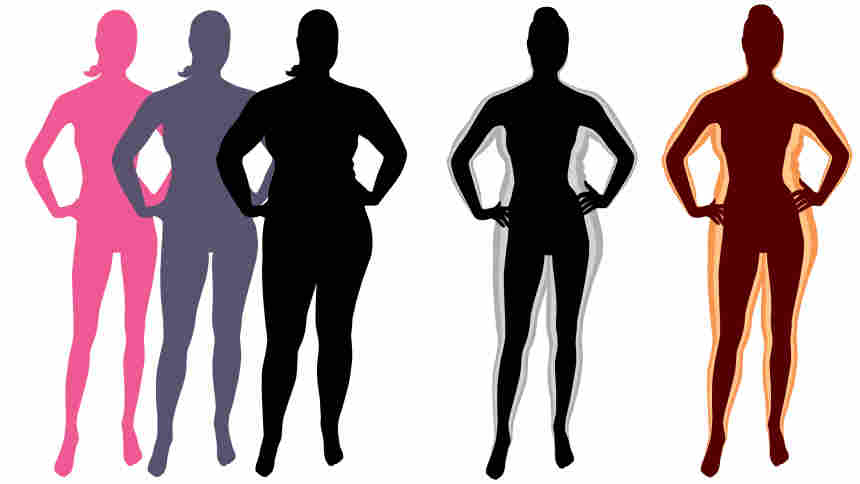 A changing silhouette shows how a woman's weight could change over time.