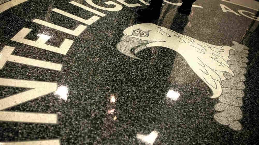 The seal of the Central Intelligence Agency at the lobby of CIA headquarters in McLean, Va.