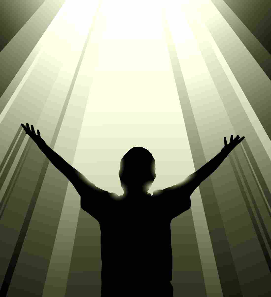 Graphic: a boy with arms outstretched to a radiant light.