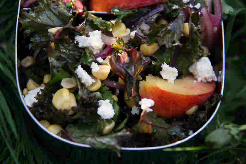 Kale, Peach, Corn And Feta Salad
