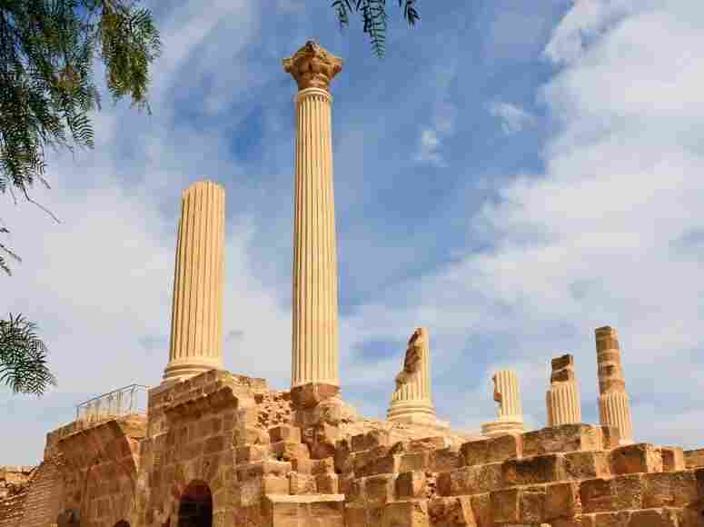 A reconstruction of old columns at Carthage in Tunisia.