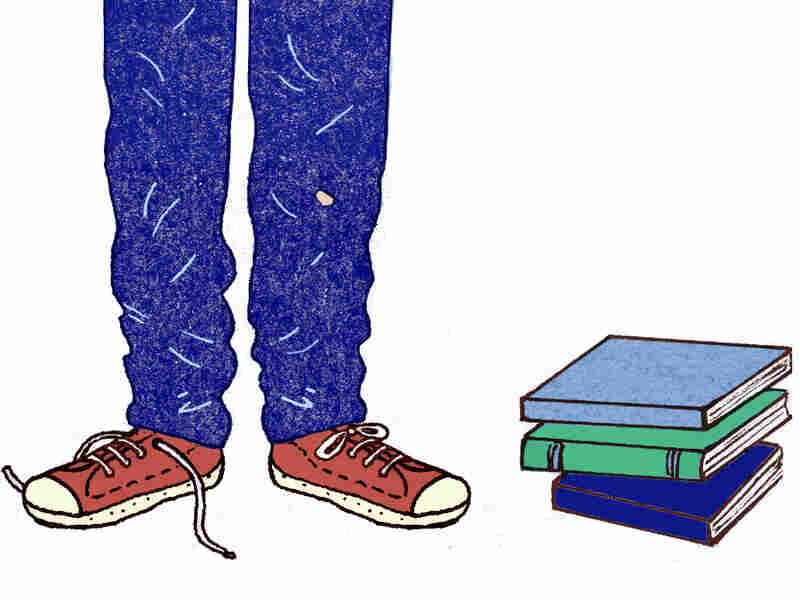 Illustration: teen with books