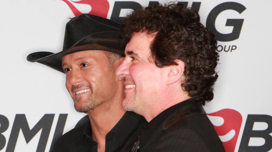 Tim McGraw (left) and Scott Borchetta, CEO of Big Machine Label Group, at a press conference in Nashville last month announcing McGraw's signing to the label. (Royce DeGrie/WireImage)