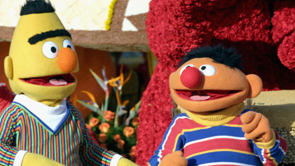Sesame Street's Bert and Ernie in the 2005 Tournament of Roses Parade. They even look like a clash between Order and Chaos, don't they? (Matthew Simmons/Getty Images)