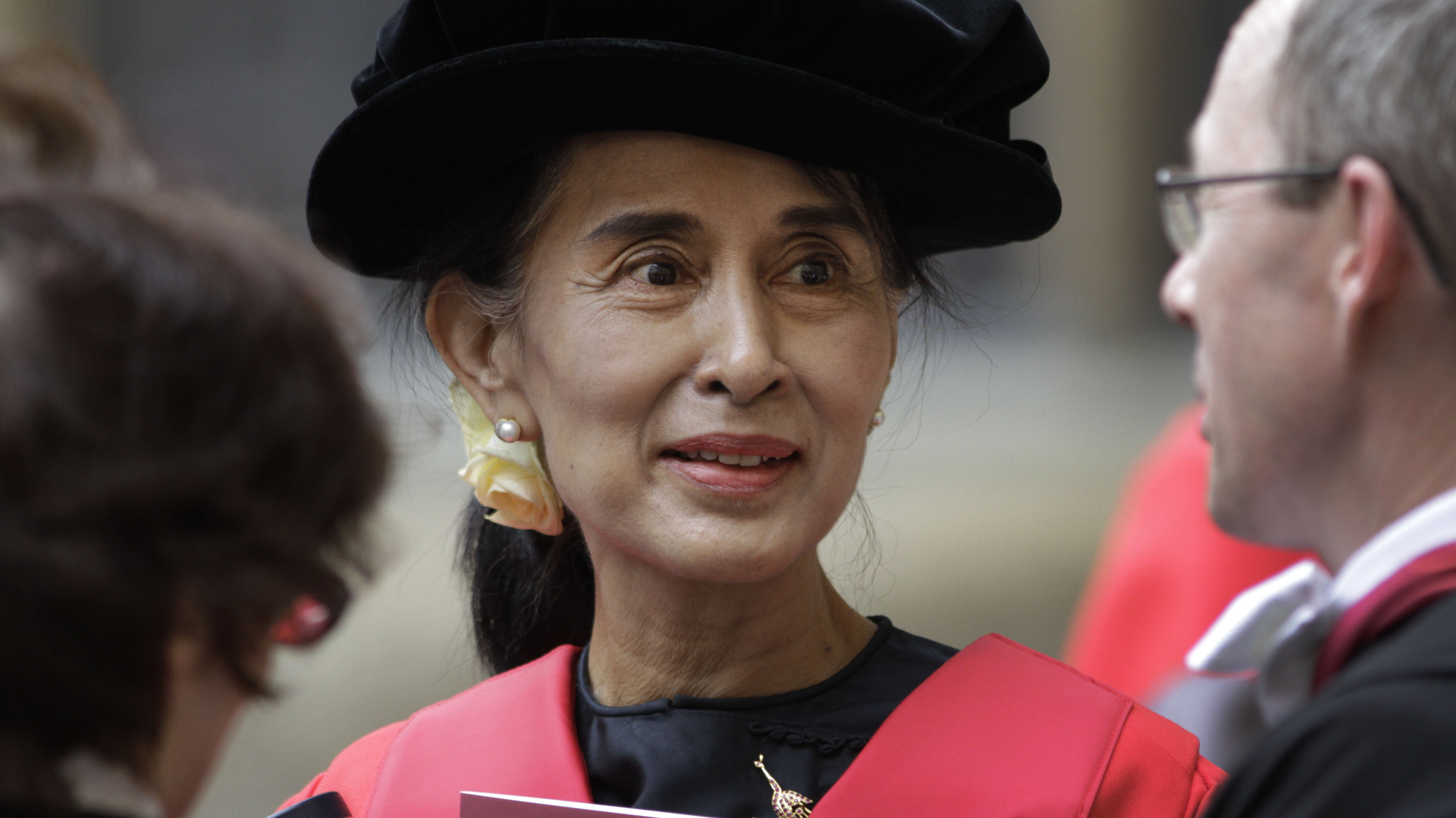 Aung San Suu Kyi finally received her honorary degree from Oxford University after it was initially awarded in 1993. In her speech, Suu Kyi praised Oxford for helping her see humankind at its best during her long years under house arrest in Myanmar. (AP)