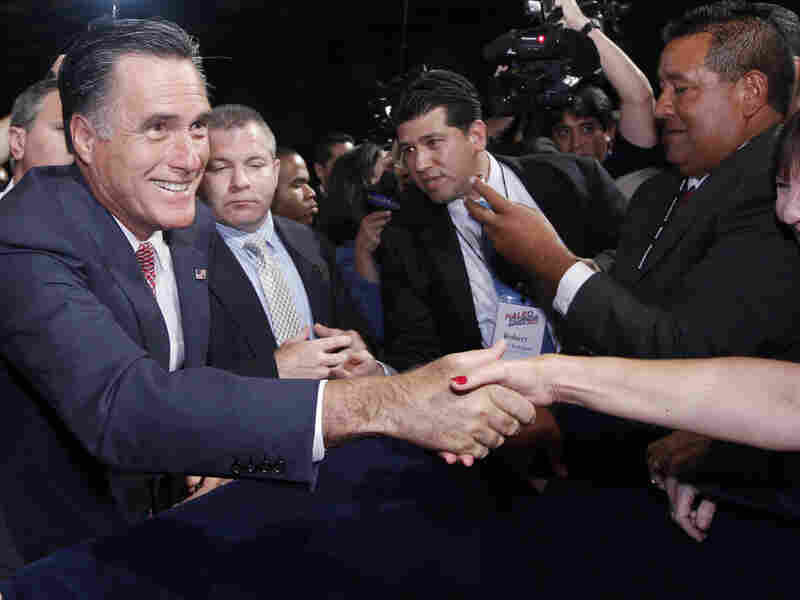 Republican presidential candidate Gov. Mitt Romney, greets attendees at the NALEO (National Association of Latino Elected and Appointed Officials) conference in Orlando, Fla., Thursday, June 21, 2012.