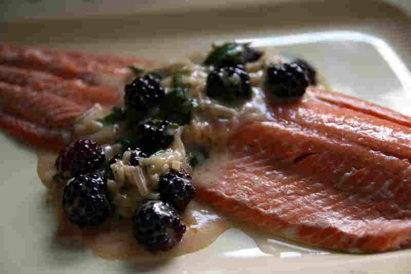 Salmon With Blackberry Creme Fraiche Sauce
