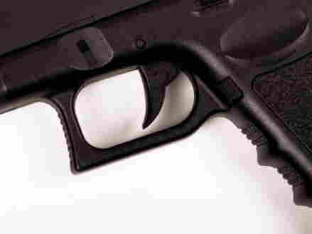 The trigger of a Glock handgun.
