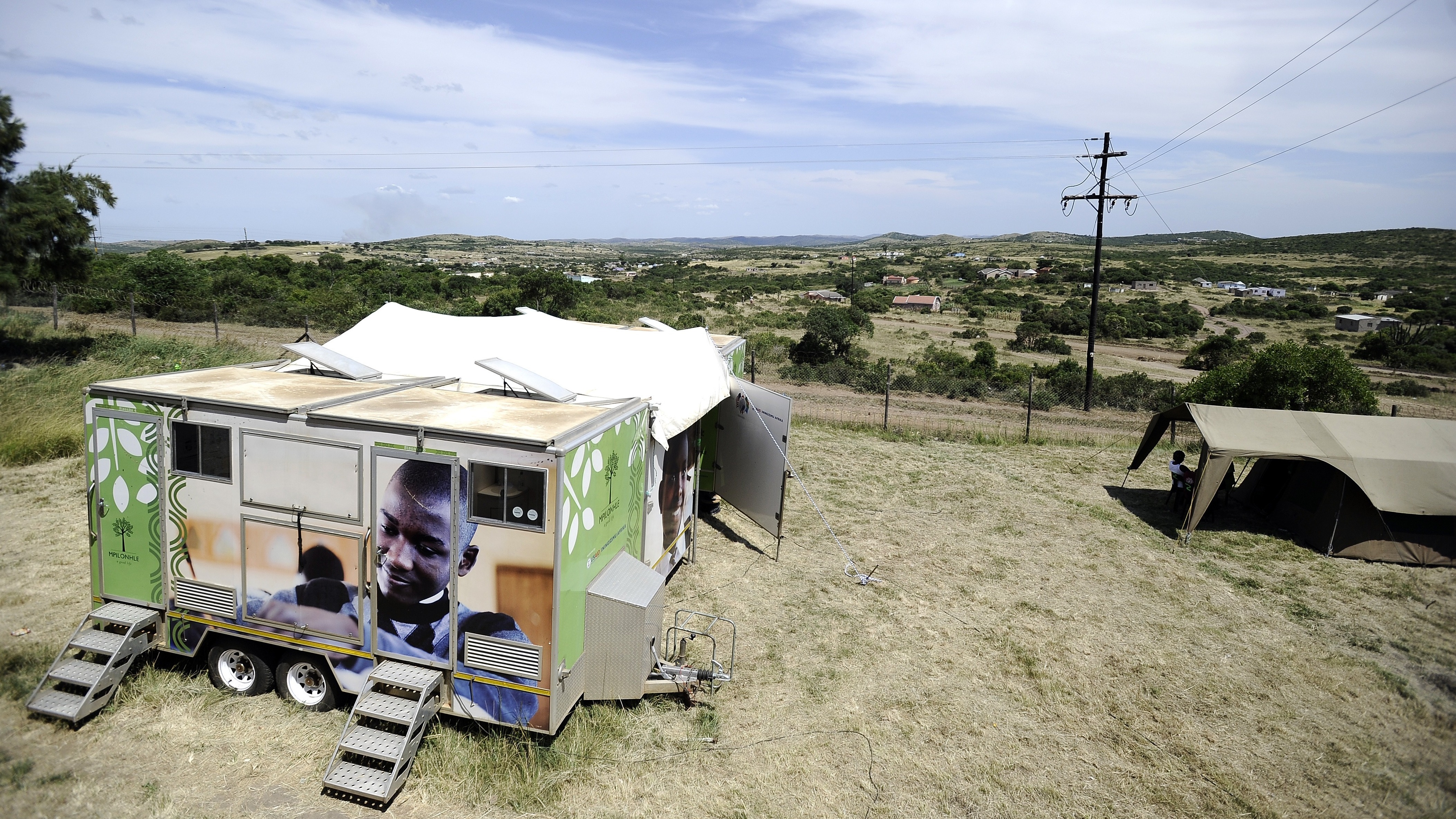 A mobile clinic set up to test students for HIV is parked near Madwaleni High School in Mtubatuba, KwaZulu-Natal, South Africa on March 8, 2011. Parts of the South African province have HIV rates that are more than twice the national average. (AFP/Getty Images)