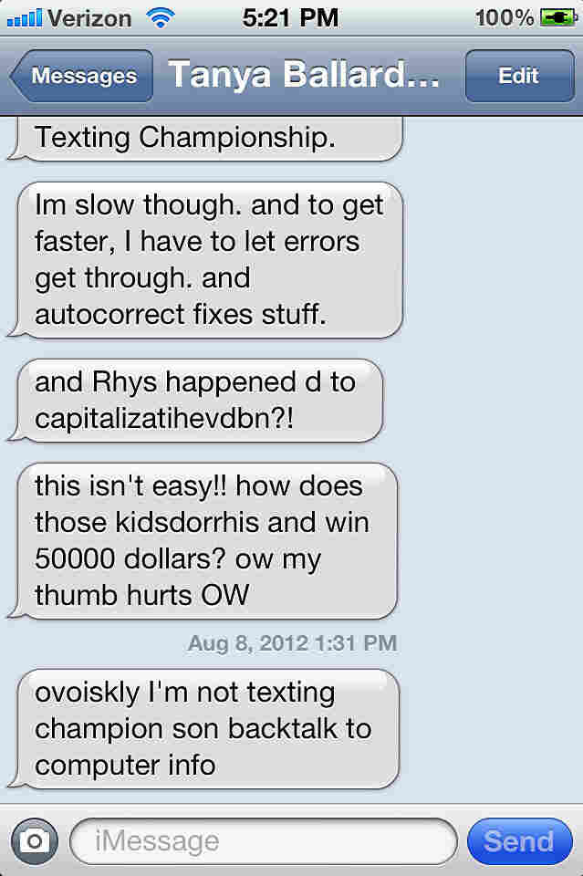 A screengrab of the second part of my text writing attempt.