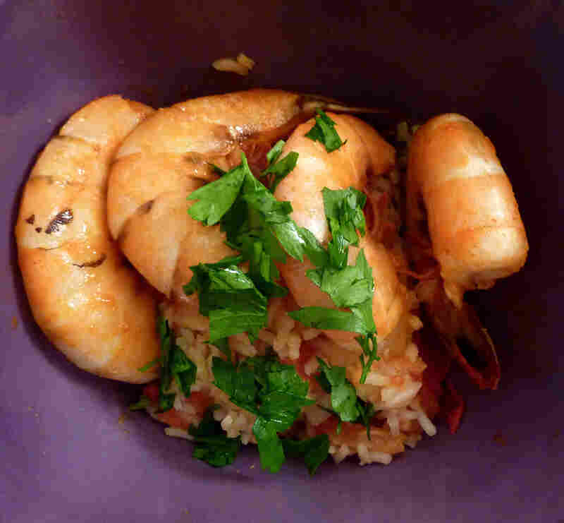 Camarao Mocambicana (Mozambique Shrimp, Or Shrimp Piri Piri) With Arroz De Tomate (Tomato Rice)