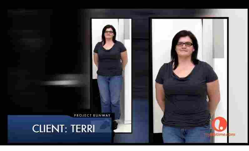 A screenshot of Terri in her t-shirt and jeans. Oh the humanity.
