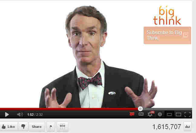 A screenshot of Bill Nye discussing creationism and evolution in a popular YouTube video.
