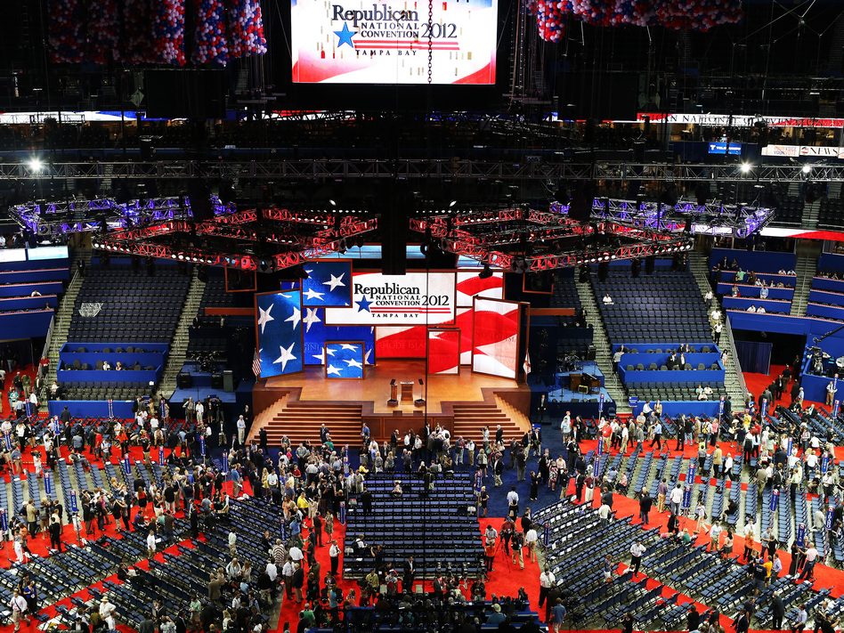 The stage is set at the Republican National Convention in Tampa. (Spencer Platt/Getty Images)
