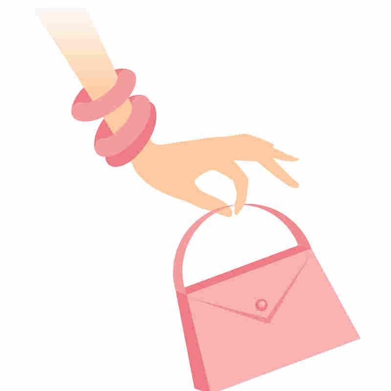 A pink hand and purse.