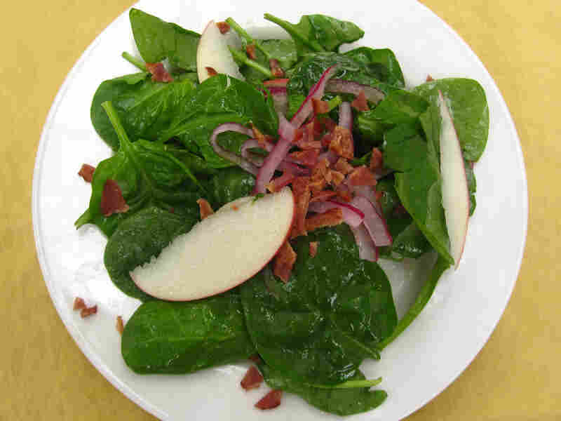 Spinach, Apple, Pickled Onion And Bacon Salad With Cider Vinaigrette