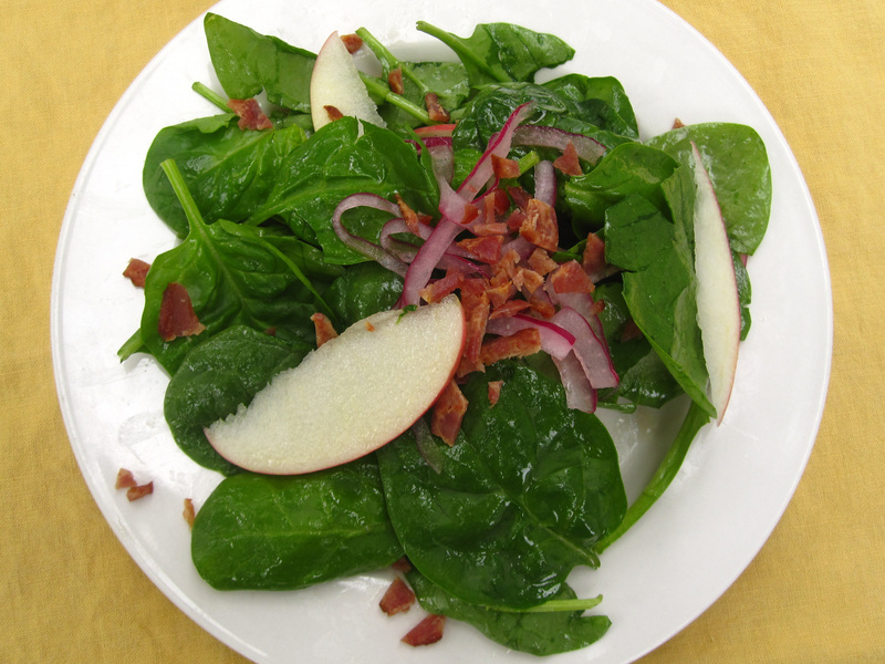 Spinach, Apple, Pickled Onion And Bacon Salad With Cider Vinaigrette