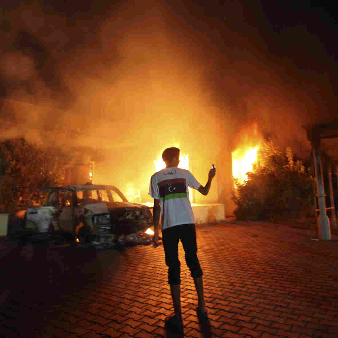 The U.S. Consulate in Benghazi, Libya, was in flames during an attack on Sept. 11. There are competing narratives on whether the attack was premeditated. The U.S. Consulate in Benghazi, Libya, was in flames during an attack on Sept. 11. There are competing narratives on whether the attack was premeditated.