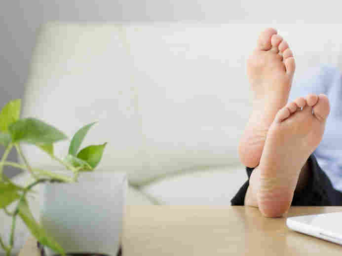 A woman's feet up to relax.