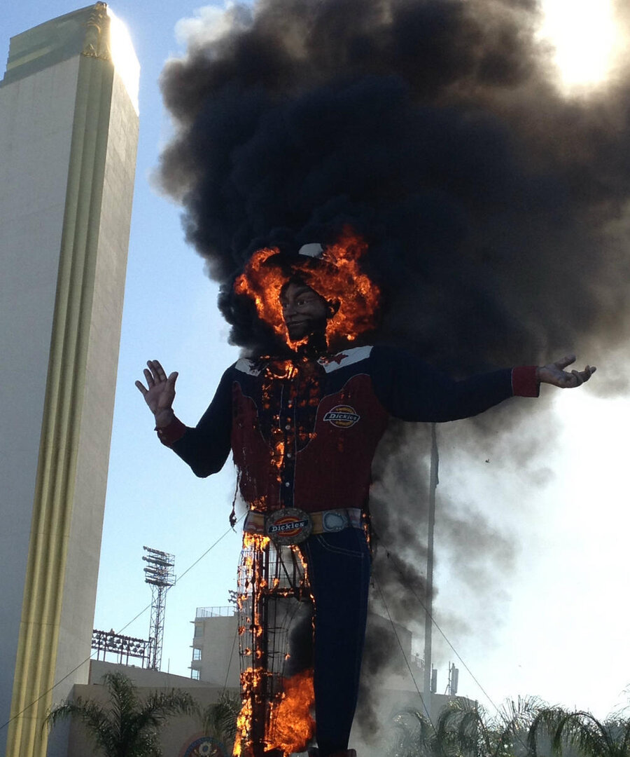 Big tex got on fire