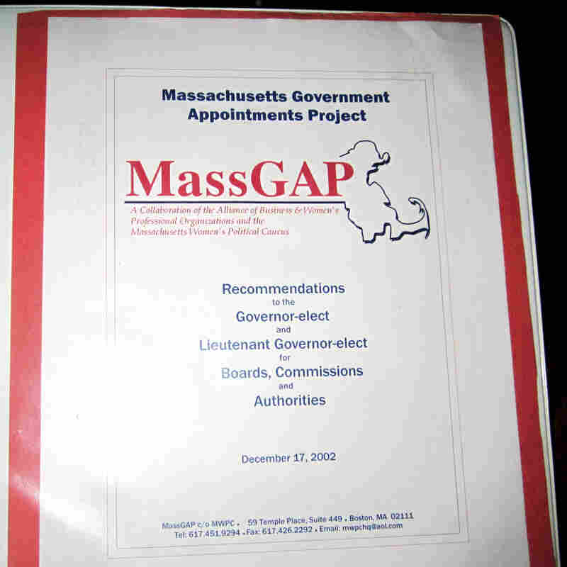 The cover of a binder produced in 2002 by the Massachusetts Government Appointments Project, listing names of potential female candidates for high-level positions in the state. The photo was released Wednesday by the Massachusetts Women's Political Caucus.
